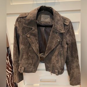 BLANK NYC SUEDE CROPPED TAN MOTO JACKET
